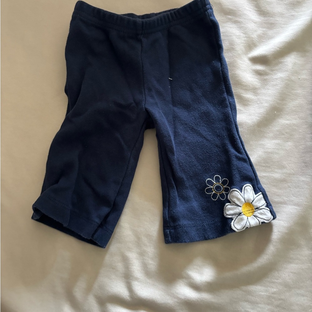 Carter's Navy Leggings with Floral Embroidery
